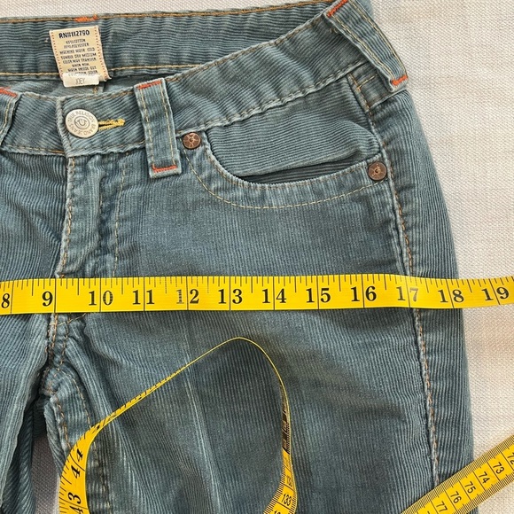 True Religion Womens Vintage Low Rise Flare Blue Corduroy Pants Y2K Joey Sz 28 - Picture 13 of 15
